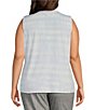 Color:Artic Ice Multi - Image 2 - Plus Size Stretch Knit Tie-Dye Print V-Neck Sleeveless Cami Top