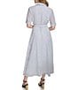 Color:Soft White Twilight Multi - Image 2 - Point Collar Short Sleeve Tie Waist Midi Shirt Dress