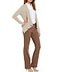 Color:Khaki - Image 3 - Shawl Collar Long Sleeve Open Front Knit Cardigan