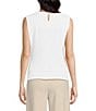 Color:White - Image 2 - Solid Pleated Crew Neck Knit Tank Top