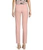 Color:Silver Pink - Image 2 - Stretch Heathered Woven Pocketed Slim Coordinating Straight Leg Pants