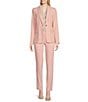 Color:Silver Pink - Image 5 - Stretch Heathered Woven Pocketed Slim Coordinating Straight Leg Pants