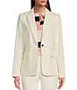 Color:Cream - Image 1 - Stretch Woven Lux Peak Lapel Collar Flap Pocket One-Button Coordinating Jacket