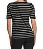 Color:Black White - Image 2 - Stripe Boat Neckline Short Sleeve Tee Shirt