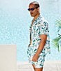 Color:Ecru - Image 6 - Big & Tall Flamingo Beach Cabana Camp Collar Woven Shirt