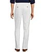 Color:White - Image 2 - Flat Front Fancy Linen Pants