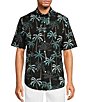 Color:Black - Image 1 - Isle Breeze Palm Tree Printed Performance Stretch Short Sleeve Woven Shirt