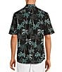 Color:Black - Image 2 - Isle Breeze Palm Tree Printed Performance Stretch Short Sleeve Woven Shirt