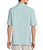Color:Frosted Blue - Image 2 - Short Sleeve Solid Linen Woven Shirt