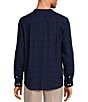 Color:Midnight Blue - Image 2 - Solid Linen Banded Collar Long Sleeve Woven Shirt
