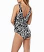 Color:Black - Image 2 - Zebra Print Surplice V-Neck Ring Trim One Piece Swimsuit