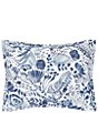 Color:Navy/White - Image 1 - Starla Chinoiserie Floral Print Kantha Stitch Standard Pillow Sham