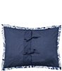 Color:Navy/White - Image 2 - Starla Chinoiserie Floral Print Kantha Stitch Standard Pillow Sham