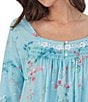 Color:Aqua Print - Image 4 - Floral Knit 3/4 Sleeve Square Neck Waltz Nightgown