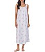 Color:Bouquet Print - Image 1 - Floral Print Sleeveless Lace Sweetheart Neck Cotton Jersey Knit Midi Ballet Nightgown