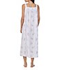 Color:Bouquet Print - Image 2 - Floral Print Sleeveless Lace Sweetheart Neck Cotton Jersey Knit Midi Ballet Nightgown