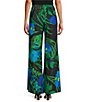 Color:Multi/Black - Image 2 - Crepe Woven Garden Walk Party Print Flat Front Pull-On Coordinating Pant