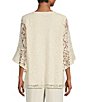 Color:Ivory - Image 2 - Julia Floral Lace Round Neck 3/4 Ruffle Bell Sleeve Tunic