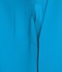 Color:Turquoise - Image 4 - Julia Matte Crepe Crew Neck 3/4 Ruffled Sleeve High-Low Hem Top