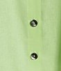 Color:Lime - Image 4 - Linen-Blend Point Collar 3/4 Sleeve Button-Front Breezy Shirt