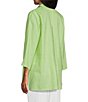 Color:Lime - Image 6 - Linen-Blend Point Collar 3/4 Sleeve Button-Front Breezy Shirt