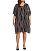 Color:Multi/Black - Image 1 - Plus Size Colorful Wave Print Georgette Scoop Neck Short Sleeve Caftan Dress