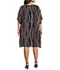 Color:Multi/Black - Image 2 - Plus Size Colorful Wave Print Georgette Scoop Neck Short Sleeve Caftan Dress