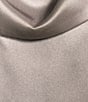 Color:Pearl Grey - Image 4 - Soft Shimmer Satin Cowl Neck 3/4 Sleeve Side Slit Tunic