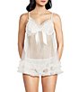 Color:Cloud Dancer - Image 1 - Veil Tulle Ruffle Babydoll with Panty