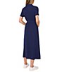 Color:Classic Navy - Image 2 - Button Front Short Sleeve Midi Dress