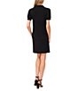 Color:Rich Black - Image 2 - Crepe Knit Polo Collar Short Sleeve Shift Dress