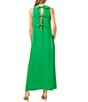 Color:Lush Green - Image 2 - Crew Neck Sleeveless Bow Open Back Moss Crepe Maxi Dress