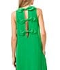 Color:Lush Green - Image 4 - Crew Neck Sleeveless Bow Open Back Moss Crepe Maxi Dress