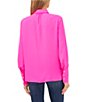Color:Pink Shock - Image 2 - Heavy Georgette Point Collar Long Sleeve Pearl Button Front Shirt