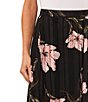 Color:Rich Black - Image 3 - Lurex Striped Chiffon Floral Print Pleated A-Line Maxi Skirt