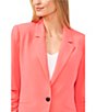 Color:Calypso Coral - Image 3 - Notch Lapel 3/4 Ruched Sleeve Button Front Crepe Blazer