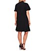Color:Rich Black - Image 2 - Plus Size Bow Mock Neck Short Sleeve Flounce Hem A-Line Dress