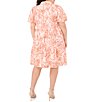 Color:Sweet Rose - Image 2 - Plus Size Floral Print Short Sleeve Point Collar Button Front Tiered A-Line Shirt Dress