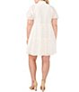 Color:New Ivory - Image 2 - Plus Size Lace V-Neck Short Puff Sleeve Tiered Babydoll Mini Dress
