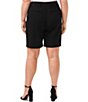 Color:Rich Black - Image 2 - Plus Size Moss Crepe Pleated Front Culotte Bermuda Shorts