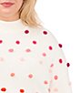 Color:Antique White - Image 3 - Plus Size Rainbow Pom Pom Mock Neck Long Sleeve Sweater
