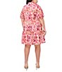 Color:New Ivory - Image 2 - Plus Size Short Sleeve Floral V Neck Dress
