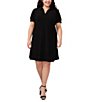 Color:Rich Black - Image 1 - Plus Size Short Sleeve V Neck Dress