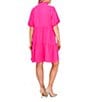 Color:Bright Rose - Image 2 - Plus Size Split V-Neck Tiered Short Sleeve Dress