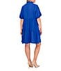 Color:Deep Royal Blue - Image 2 - Plus Size Split V-Neck Tiered Short Sleeve Dress