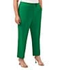 Color:Lush Green - Image 1 - Plus Size Tapered Straight Leg Pleat Front Ankle Crop Twill Trouser Pants