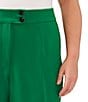 Color:Lush Green - Image 3 - Plus Size Tapered Straight Leg Pleat Front Ankle Crop Twill Trouser Pants