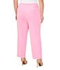 Color:Pink Begonia - Image 2 - Plus Size Tapered Straight Leg Pleat Front Ankle Crop Twill Trouser Pants