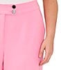 Color:Pink Begonia - Image 3 - Plus Size Tapered Straight Leg Pleat Front Ankle Crop Twill Trouser Pants