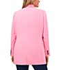 Color:Pink Begonia - Image 2 - Plus Size Twill Double Breasted Shawl Collar Long Sleeve Blazer